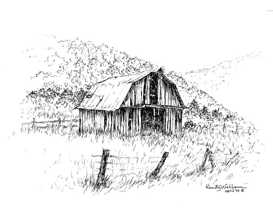 Tennessee Hills with Barn Drawing by Randy Welborn