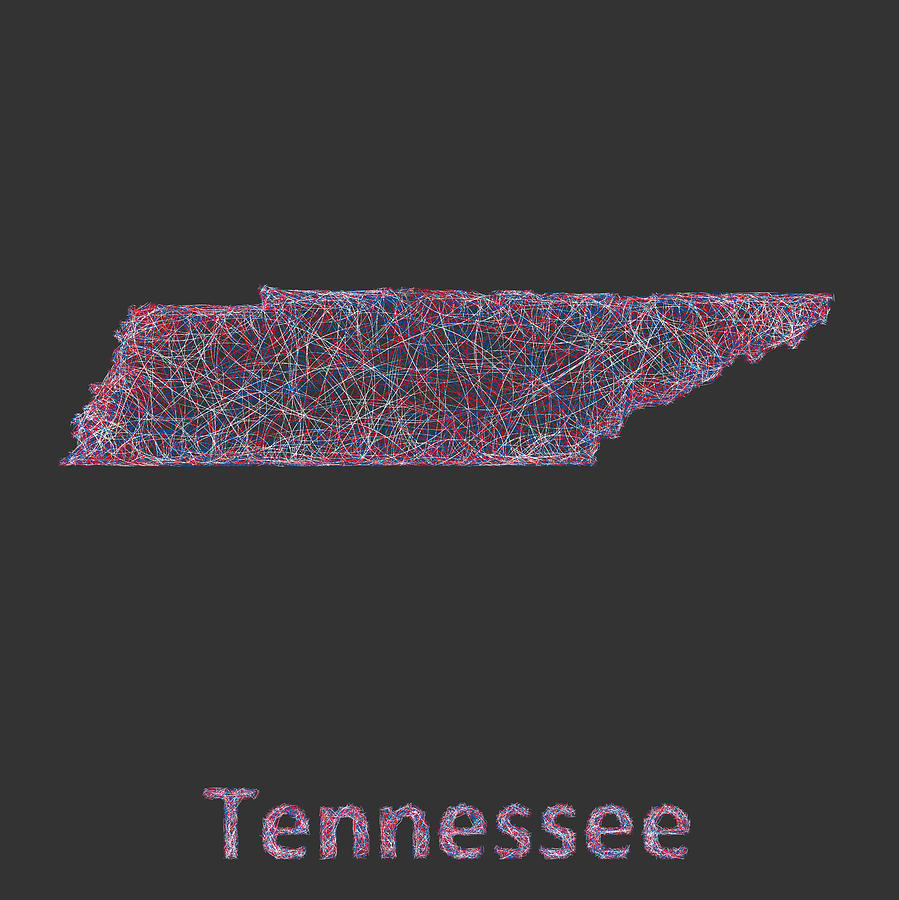 Tennessee Map Digital Art - Tennessee map by David Zydd