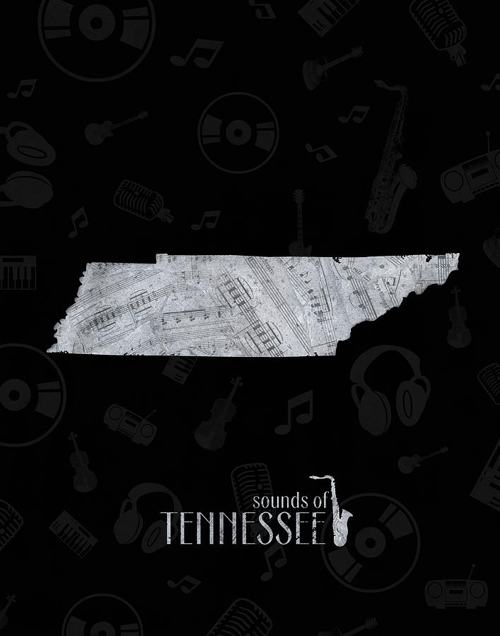 Tennessee Map Music Notes 2 Digital Art by Bekim M