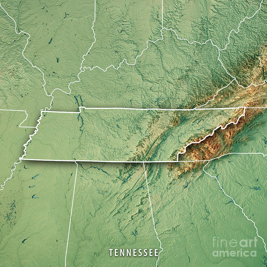 Topographic Map Of Tennessee