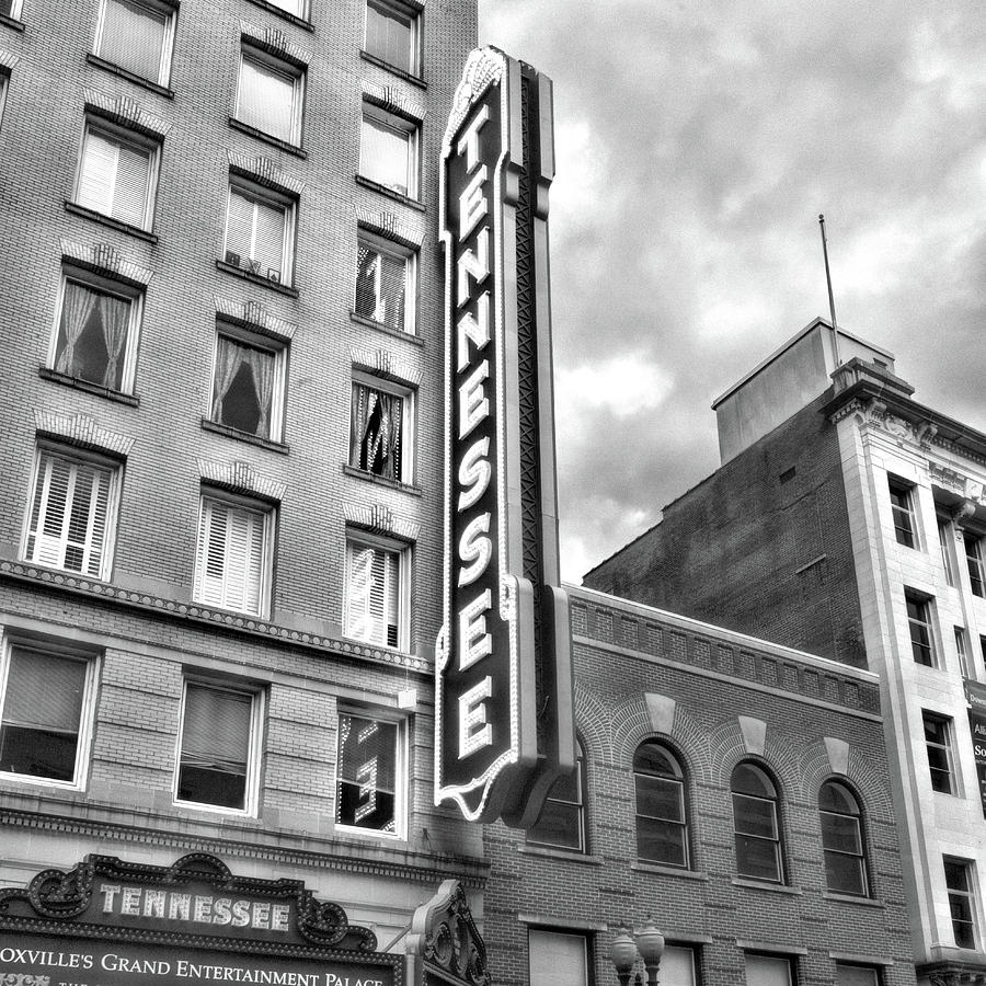 Tennessee Theatre Marquee Black and White Photograph by Sharon Popek