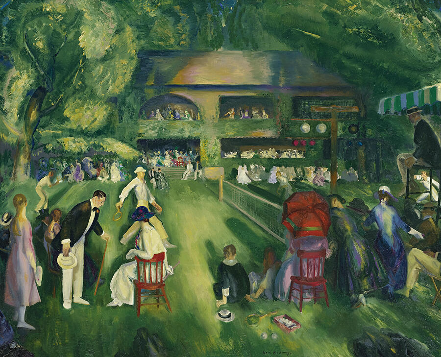 Tennis at Newport, from 1920 Painting by George Bellows