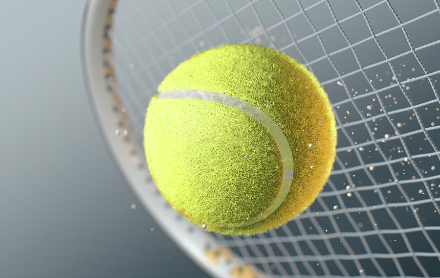 Tennis Digital Art - Tennis Ball Striking Racqet In Slow Motion by Allan Swart
