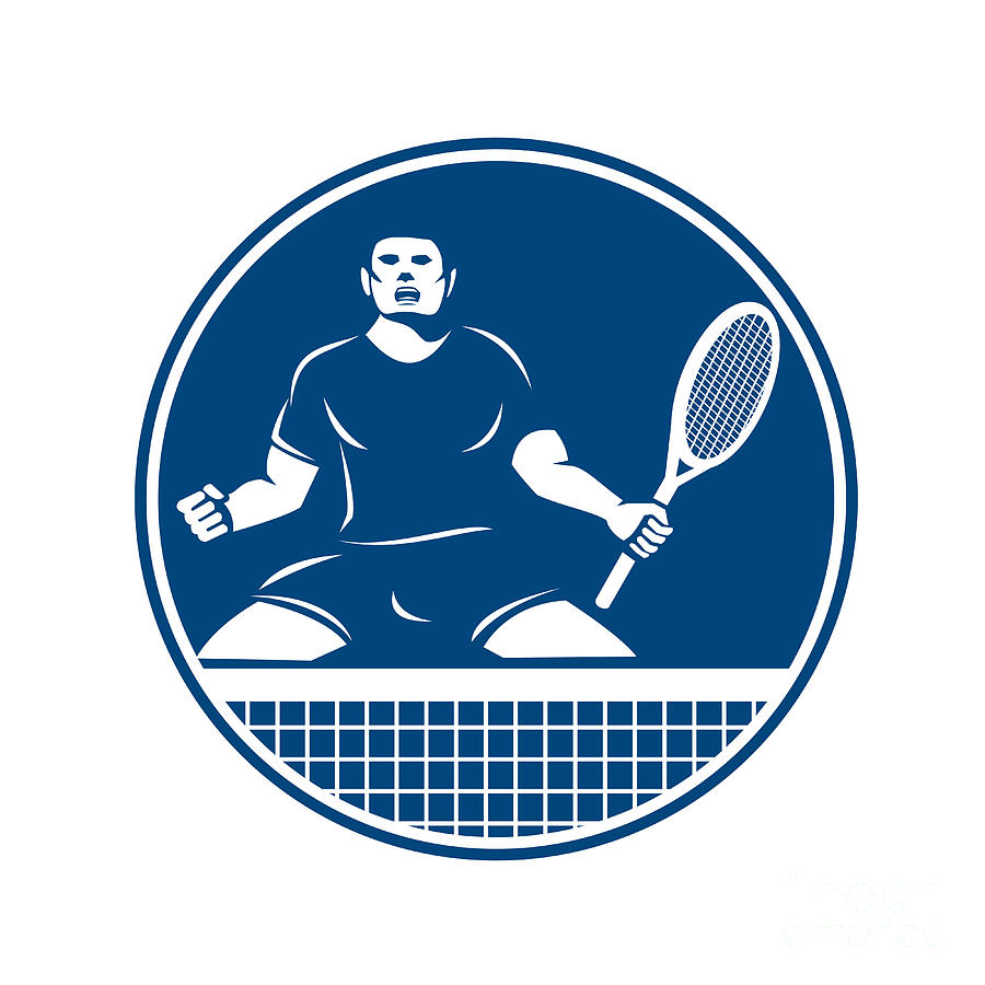 Tennis Digital Art - Tennis Player Racquet Fist Pump Icon by Aloysius Patrimonio