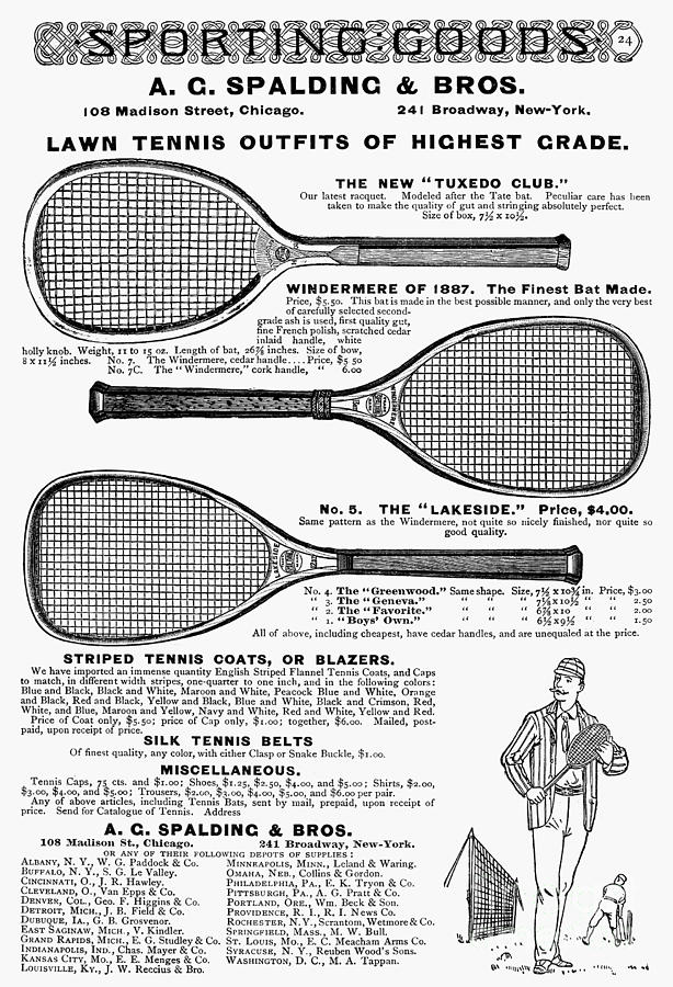 Tennis Photograph - Tennis Rackets, 1887 by Granger