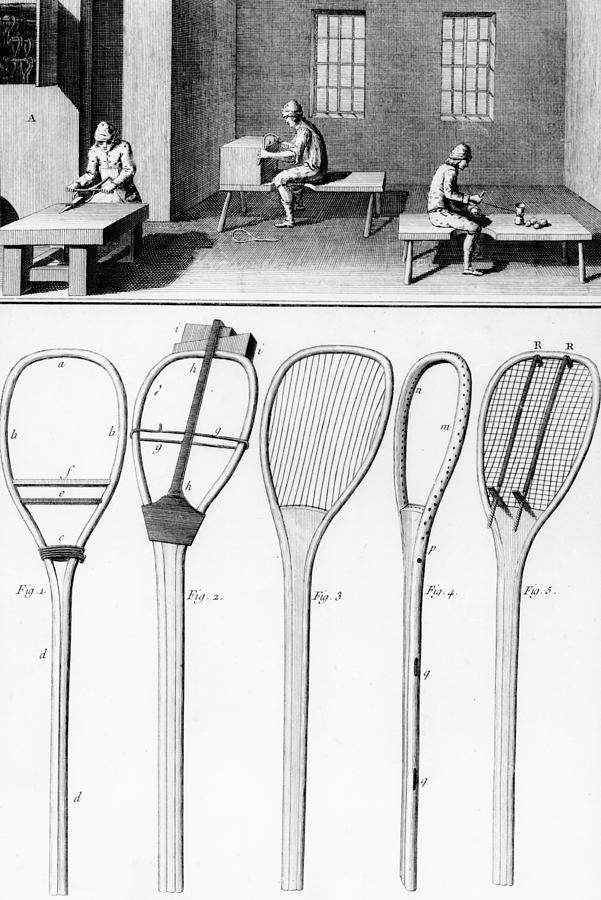 Tennis Drawing - Tennis Rackets by French School