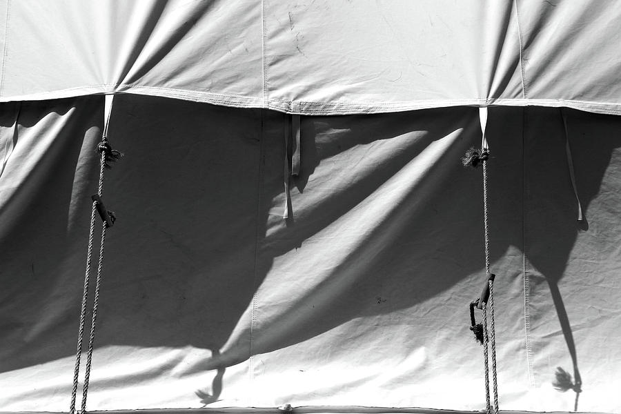 Tent and shadows 5 BW Photograph by Mary Bedy