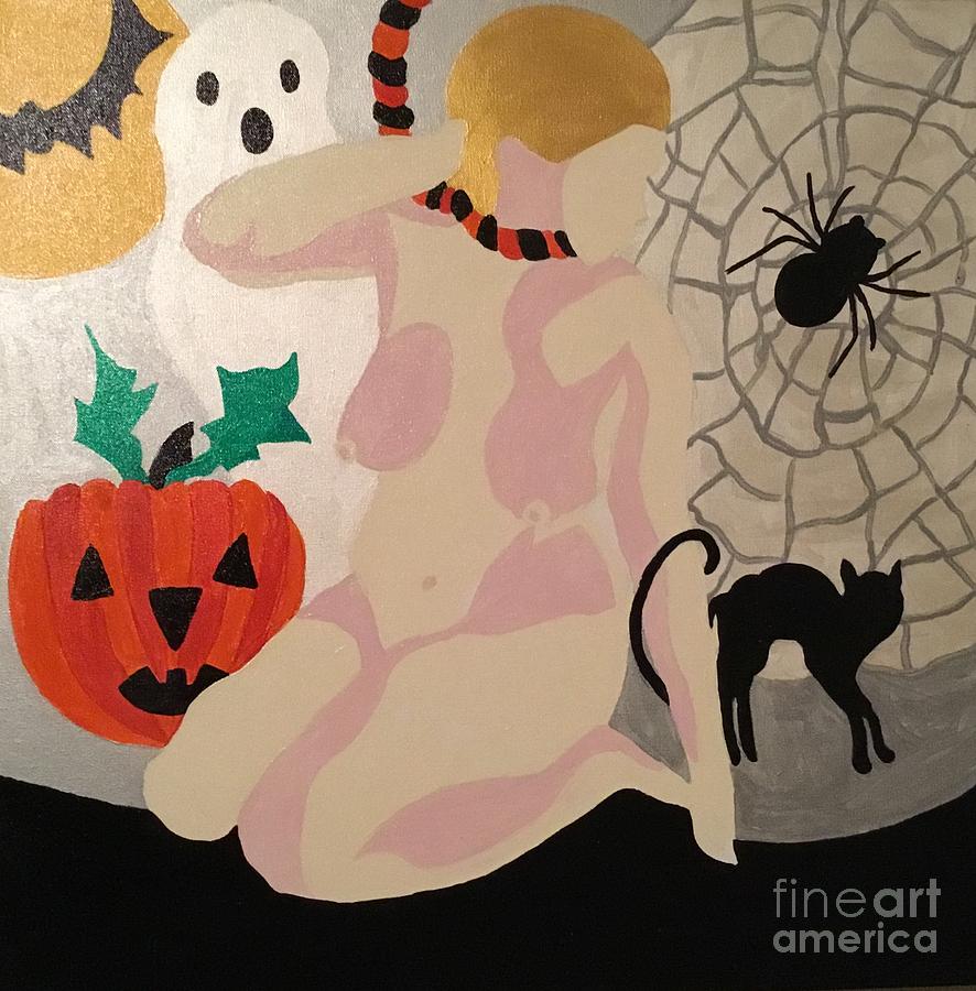 Tenth Halloween  Painting by Erika Jean Chamberlin