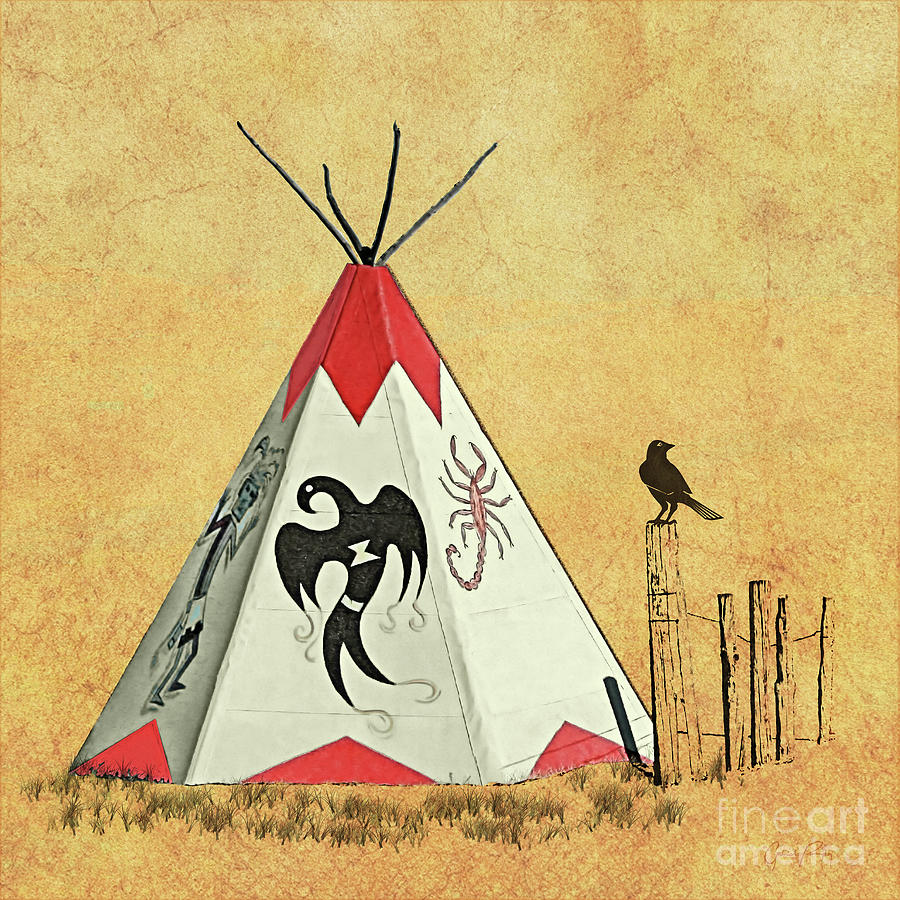 Teepee - Native American Symbols Mixed Media by Gabriele Pomykaj