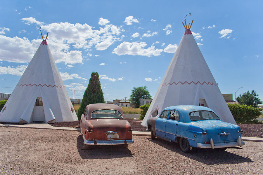 Tepee With Old Cars Photograph