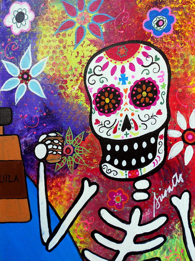 Tequila Shot Day Of The Dead Painting by Pristine Cartera Turkus - Fine ...