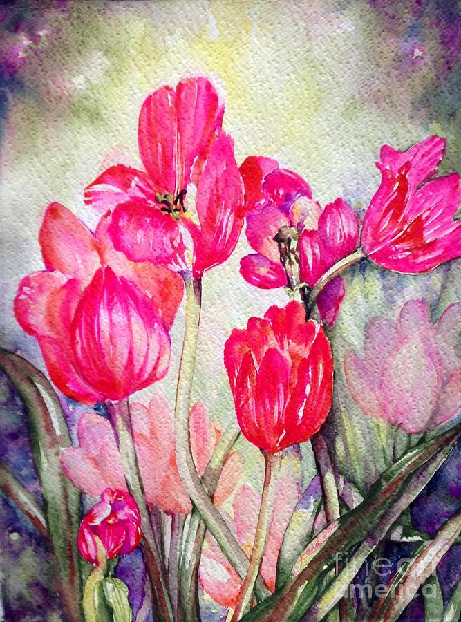 Teresas tulips Painting by Laurel Adams