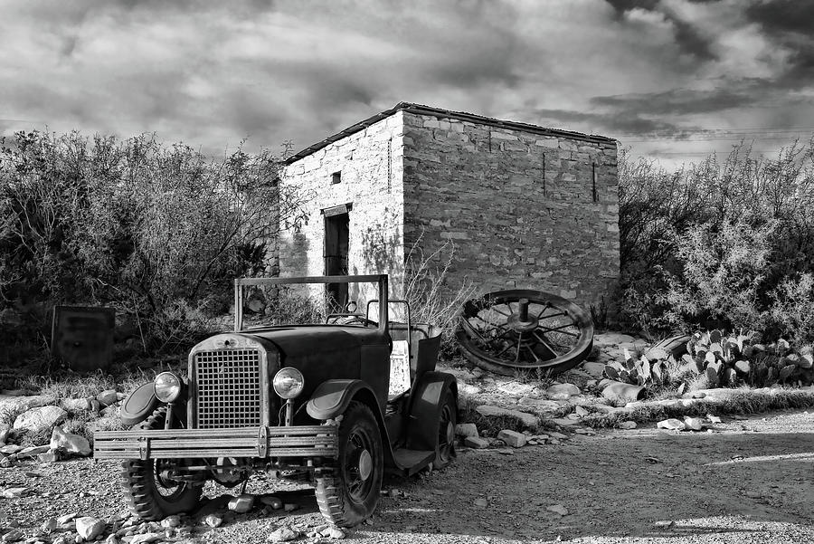 Terlingua Ghost Town 1 Black and White Photograph by Judy Vincent
