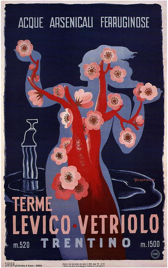 Terme Levico Vetriolo, Trentino, Italy - Retro Travel Poster - Vintage Poster Mixed Media