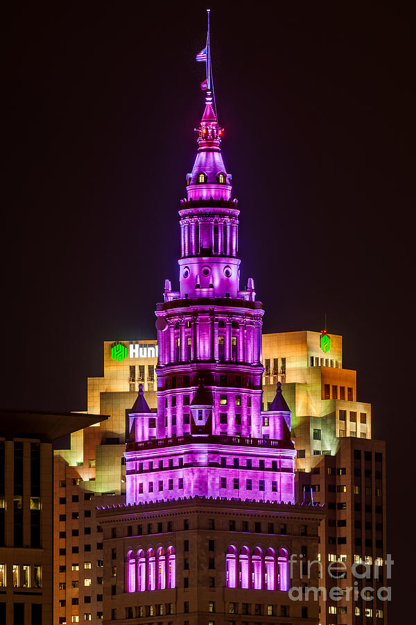 Cleveland Photograph - Terminal Tower Tribute to Prince by Frank Cramer