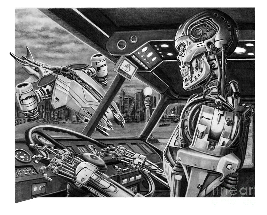Terminator Drawing by Murphy Elliott