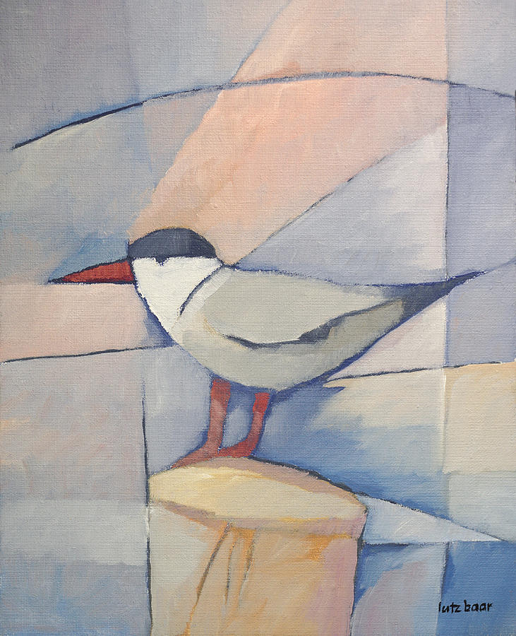 Tern on Bollard Painting by Lutz Baar