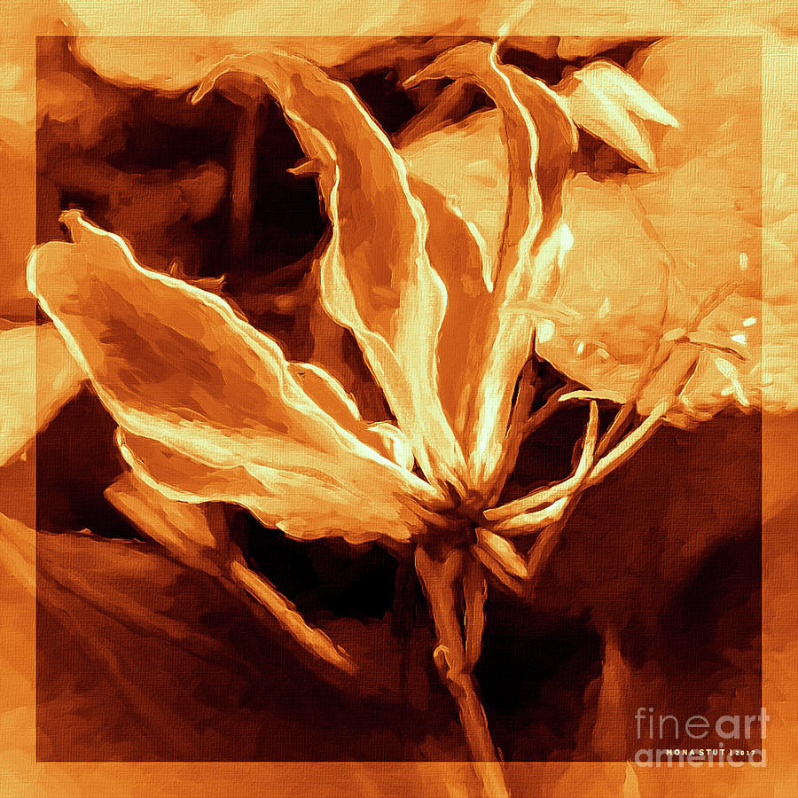 Terra Orange Glory Lily Mixed Media by Mona Stut