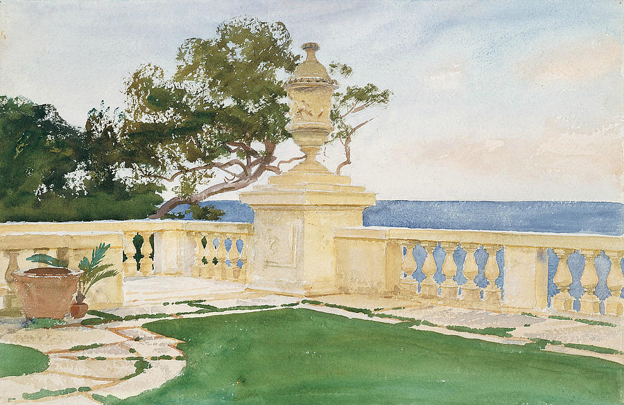 Terrace, Vizcaya Drawing by John Singer Sargent