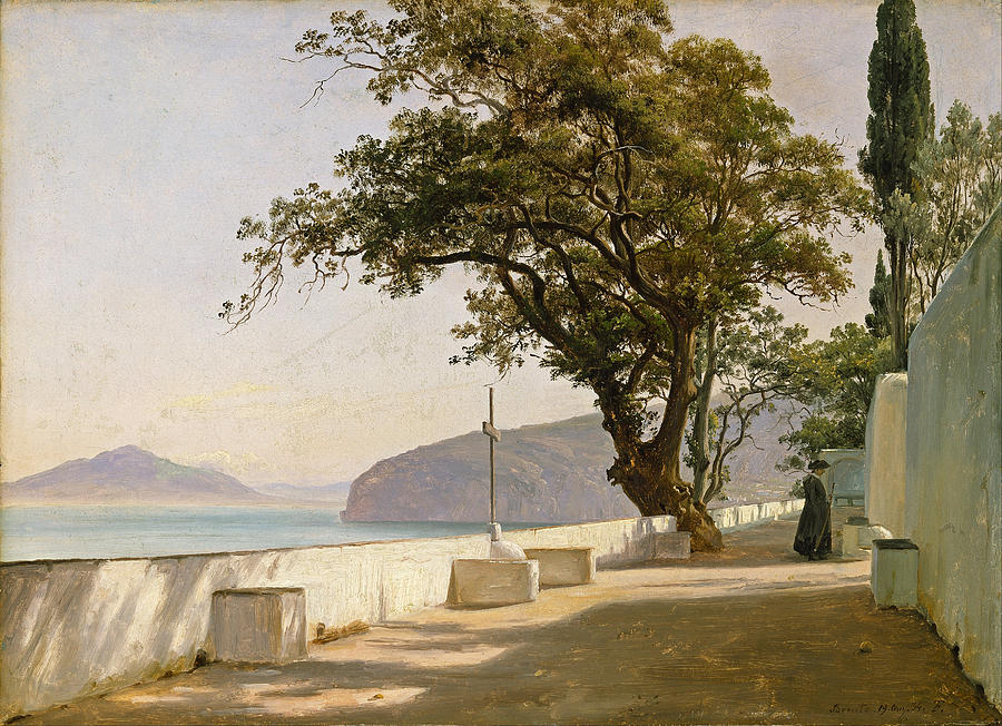 Thomas Fearnley Painting - Terrace with Oak. Sorrento  by Thomas Fearnley