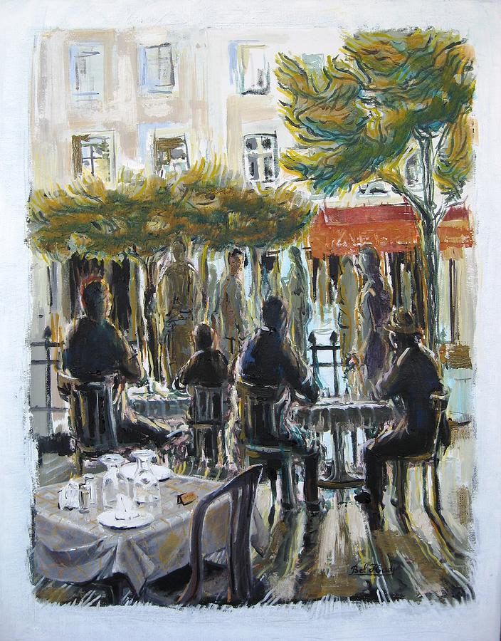 Terrasses. Table reservee Painting by Mohamed Bel Hadj - Pixels