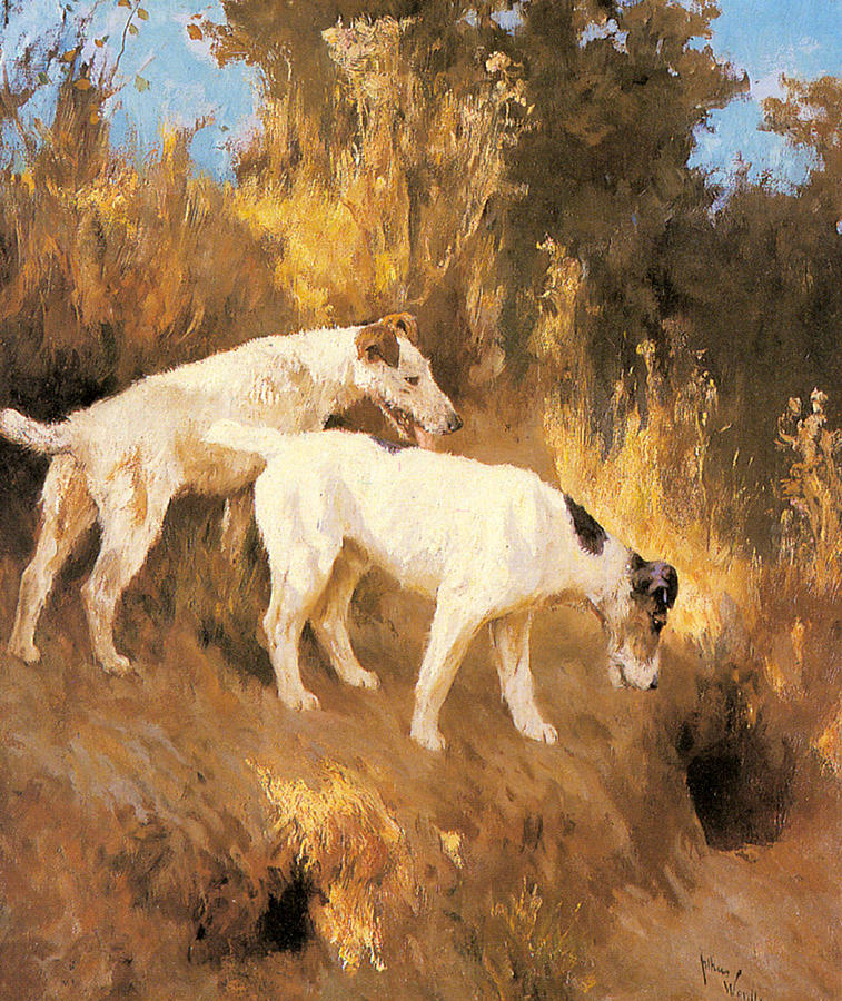 Terriers on the Scent Painting by Celestial Images