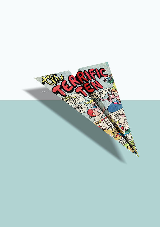 Superhero Showdown Ad6 Comic Book Paper Airplane Greeting Card by YoPedro