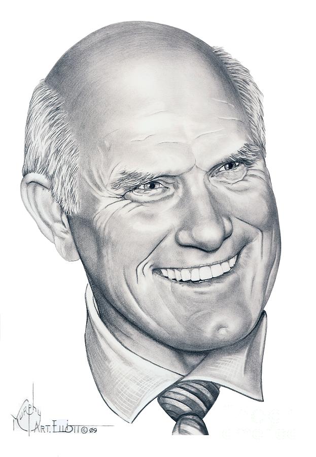 Portrait Drawing - Terry Bradshaw-Murphy Elliott by Murphy Elliott