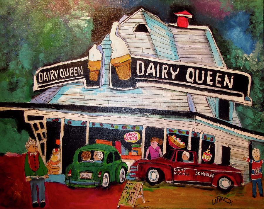 Terrys Dairy Queen Sherbrooke Painting by Michael Litvack