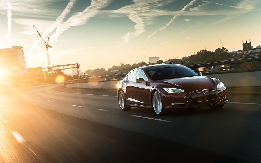 Transportation Digital Art - Tesla Model S by Maye Loeser