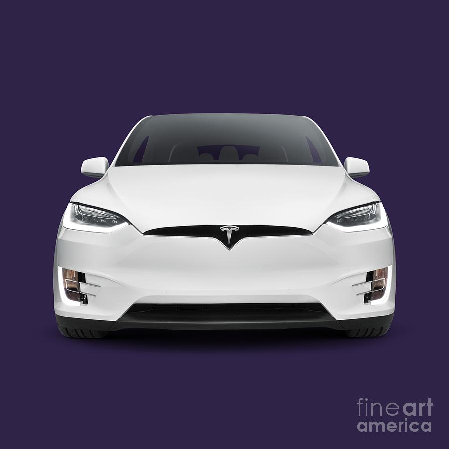 Tesla Model X luxury SUV electric car front art photo print Photograph by Maxim Images Exquisite Prints