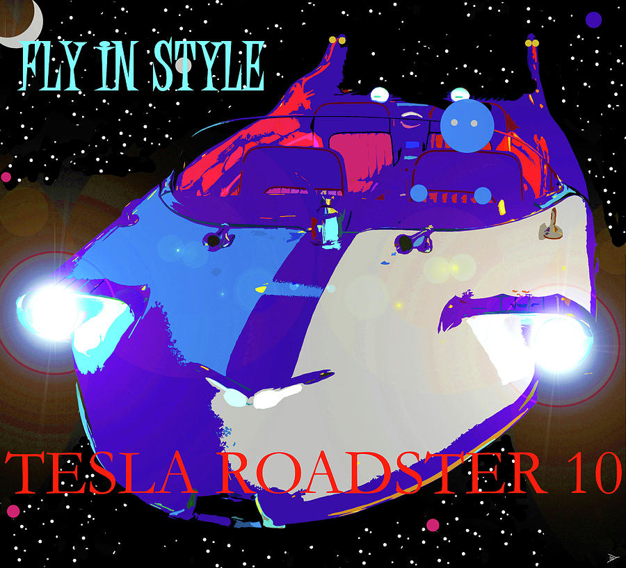 Tesla Roadster 10 Mixed Media by David Lee Thompson