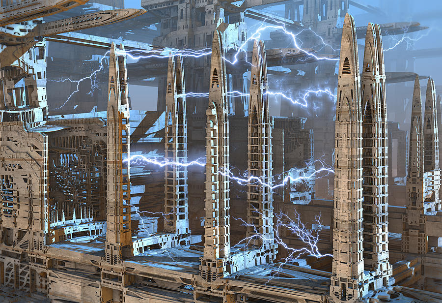 Tesla Towers Digital Art by Hal Tenny