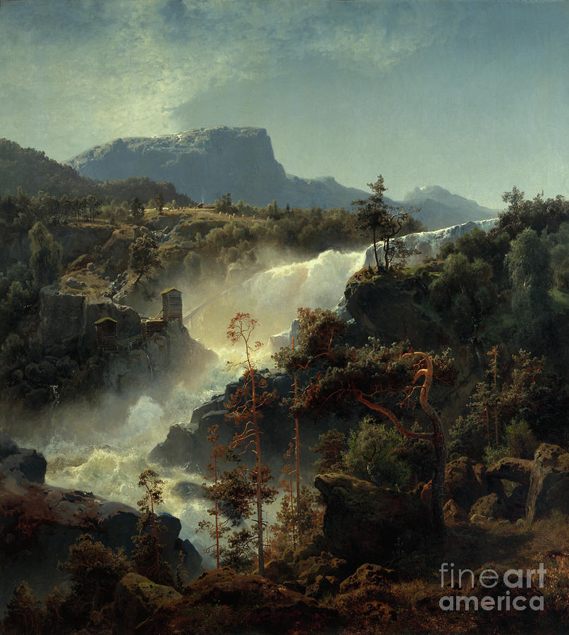 Tesse waterfall in Vaga Painting by O Vaering