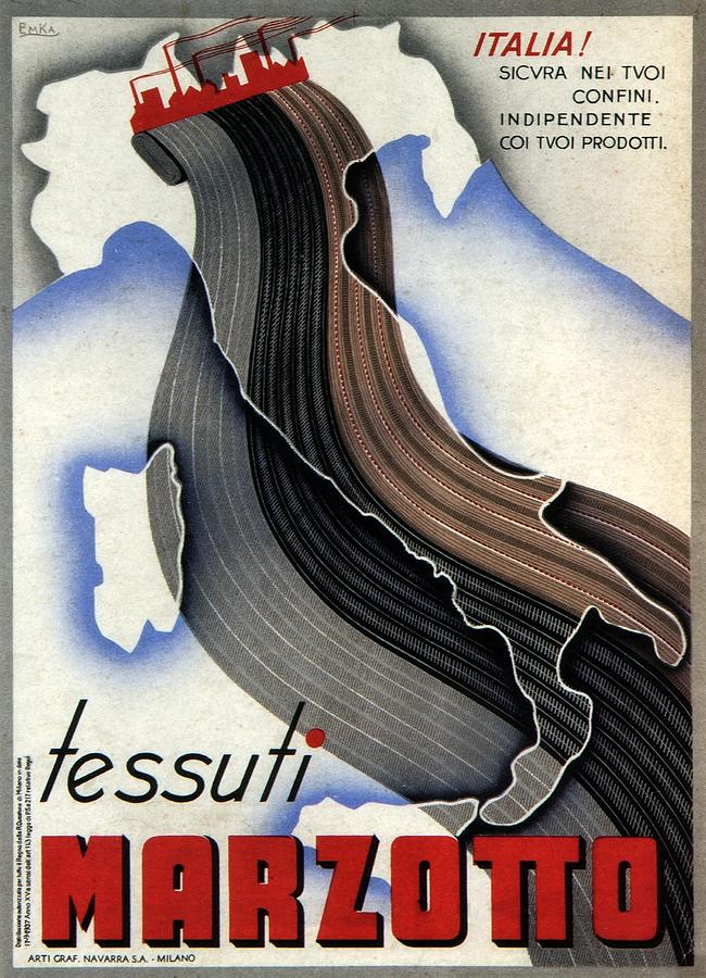 Tessuti Marzotto - Italian Textile Company - Vintage Advertising Poster Mixed Media by Studio Grafiikka