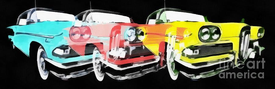 Car Painting - Edsel Triple Threat Pop Art by Edward Fielding