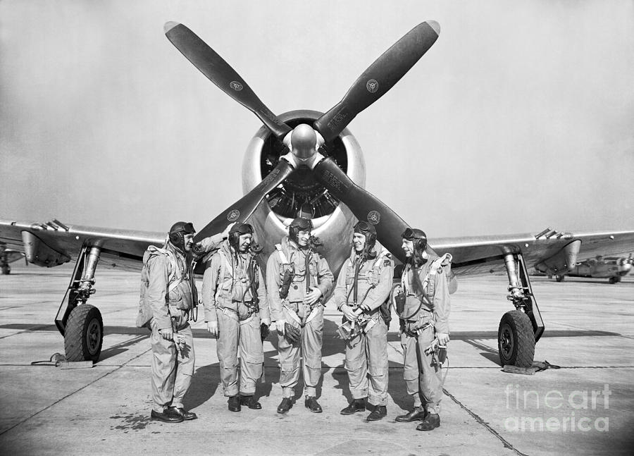Test Pilots Stand In Front Of A P-47 Photograph
