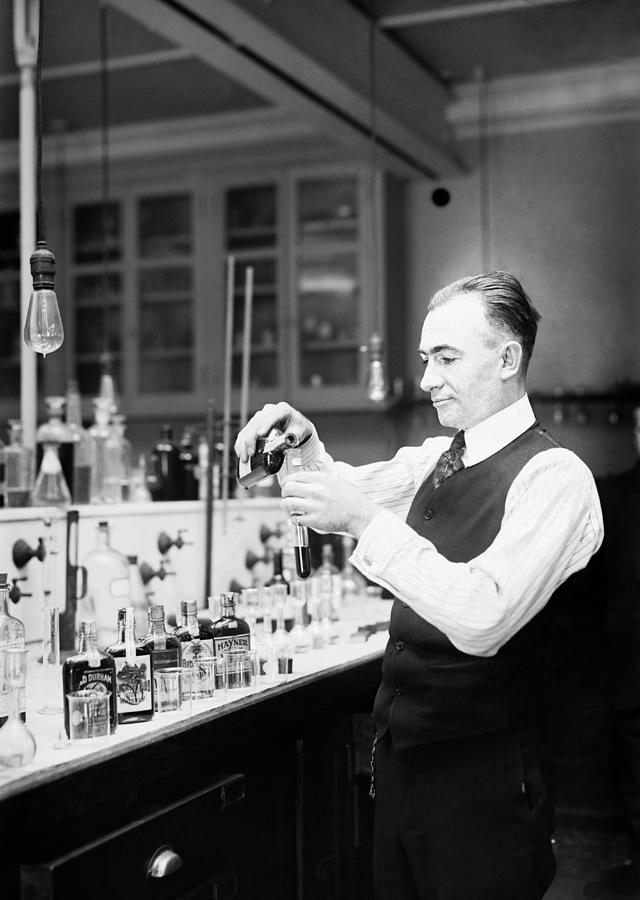 Testing Bootleg Booze - Internal Revenue Bureau - 1920 Photograph by War Is Hell Store