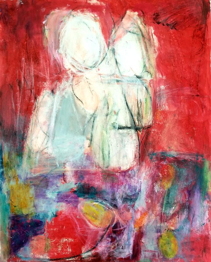 Red Painting - Tete-a-tete by Patricia Byron Red Painting - Tete-a-tete by Patricia Byron