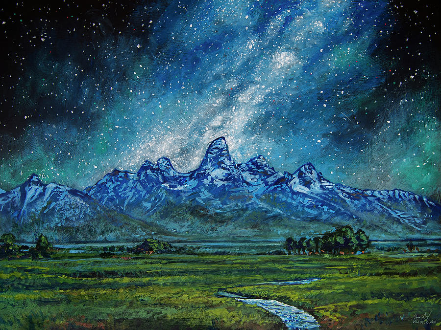 Teton Milky Way Painting by Aaron Spong