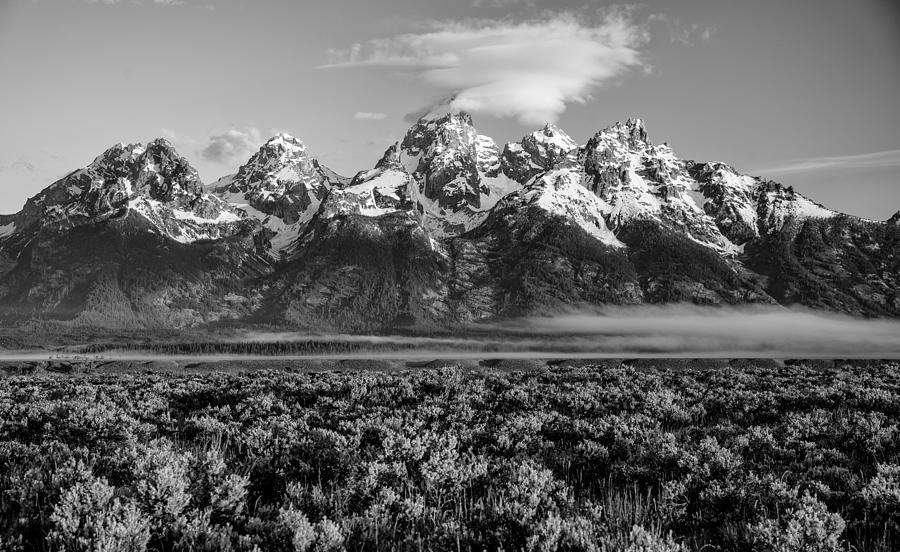 Teton Morning Fog and Clouds Photograph by Darren White