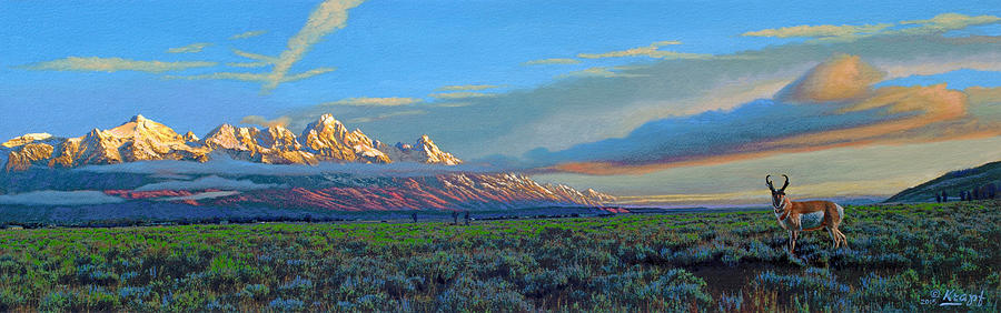 Teton Mountains Painting - Teton Morning by Paul Krapf Teton Mountains Painting - Teton Morning by Paul Krapf