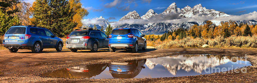 Teton Parking Reflections Photograph by Adam Jewell