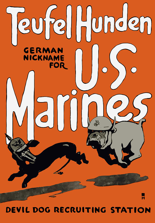 Teufel Hunden - German Nickname For Us Marines Painting