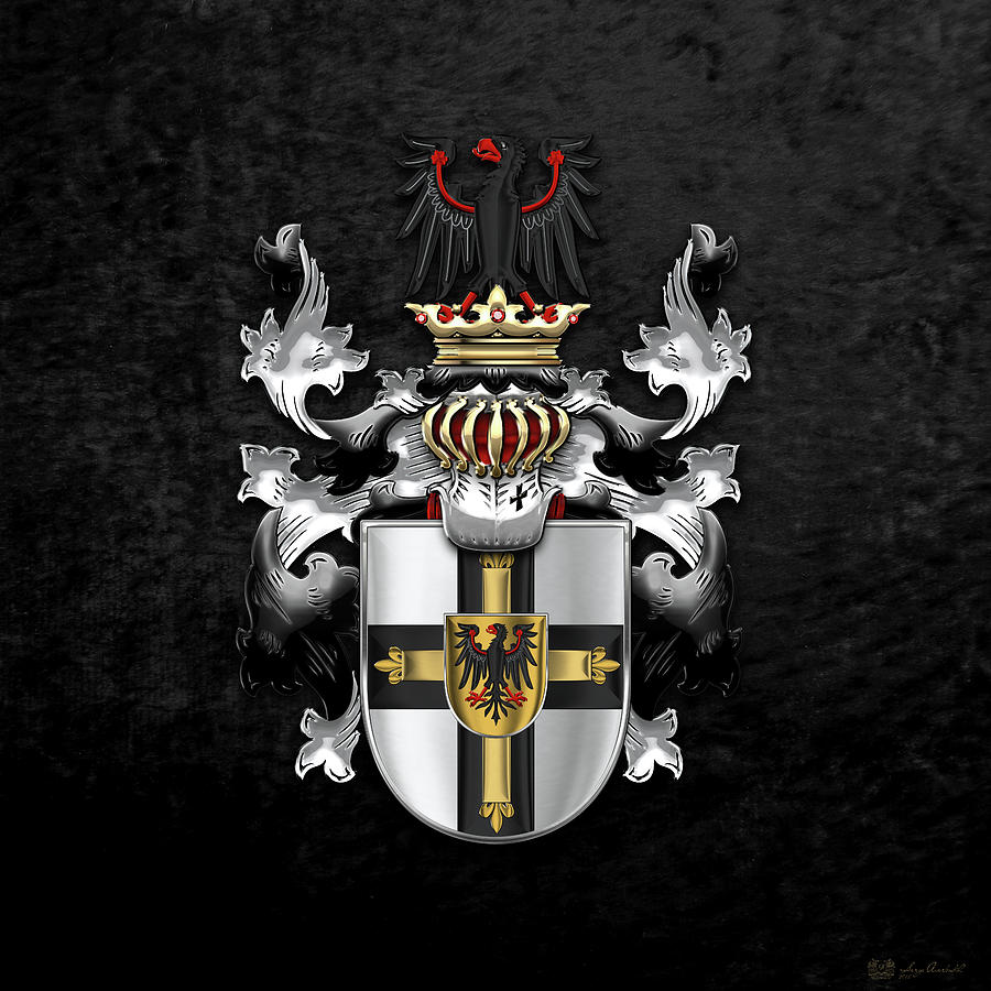 Teutonic Order - Coat of Arms over Black Velvet Digital Art by Serge Averbukh