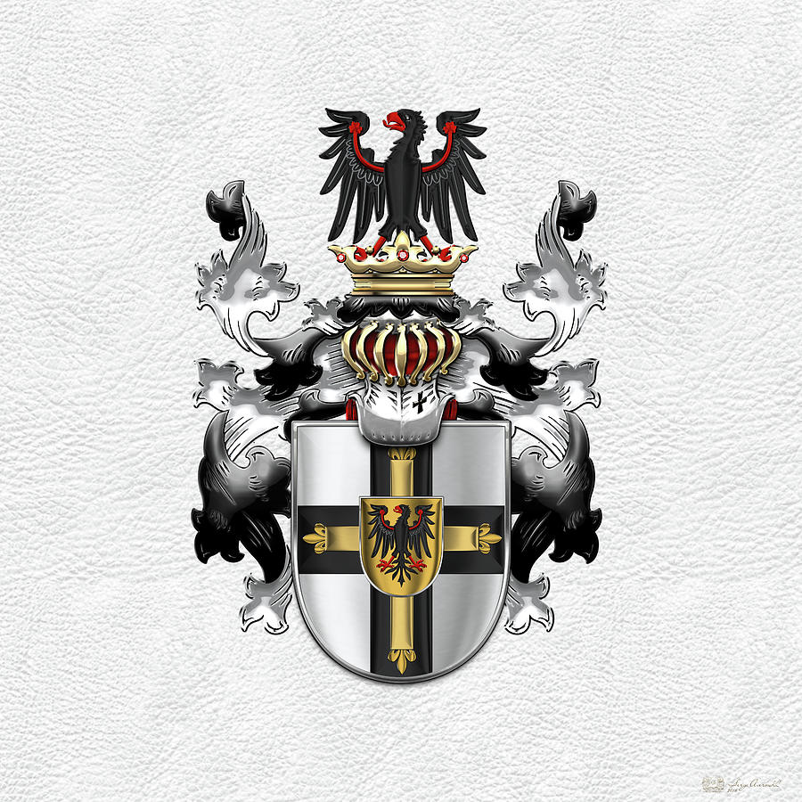 Teutonic Order Coat Of Arms Over White Leather Digital Art By Serge