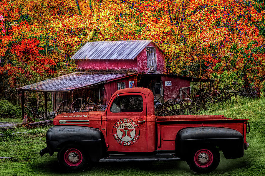 Texaco Truck on a Smoky Mountain Farm in HDR Details Photograph by Debra and Dave Vanderlaan