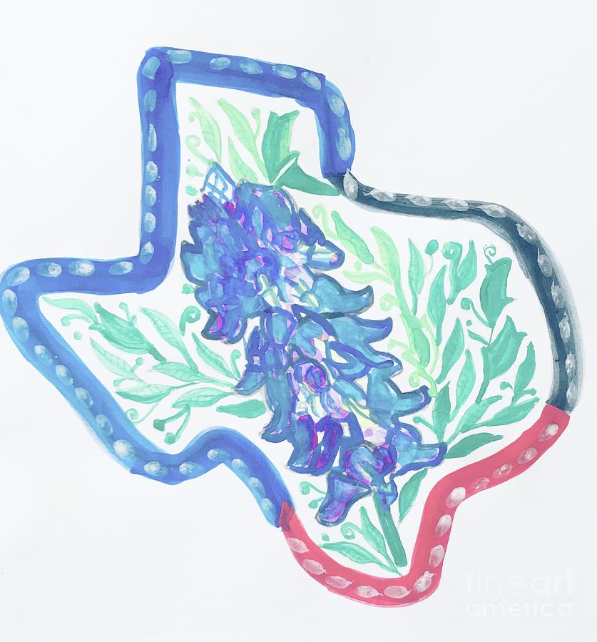 Texans Love their Blue Bonnets  Painting by Christine Tyler