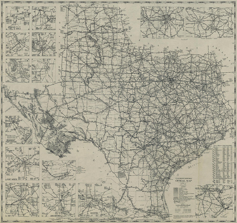 Texas 1945, Texas Highway Department Digital Art by Texas Map Store