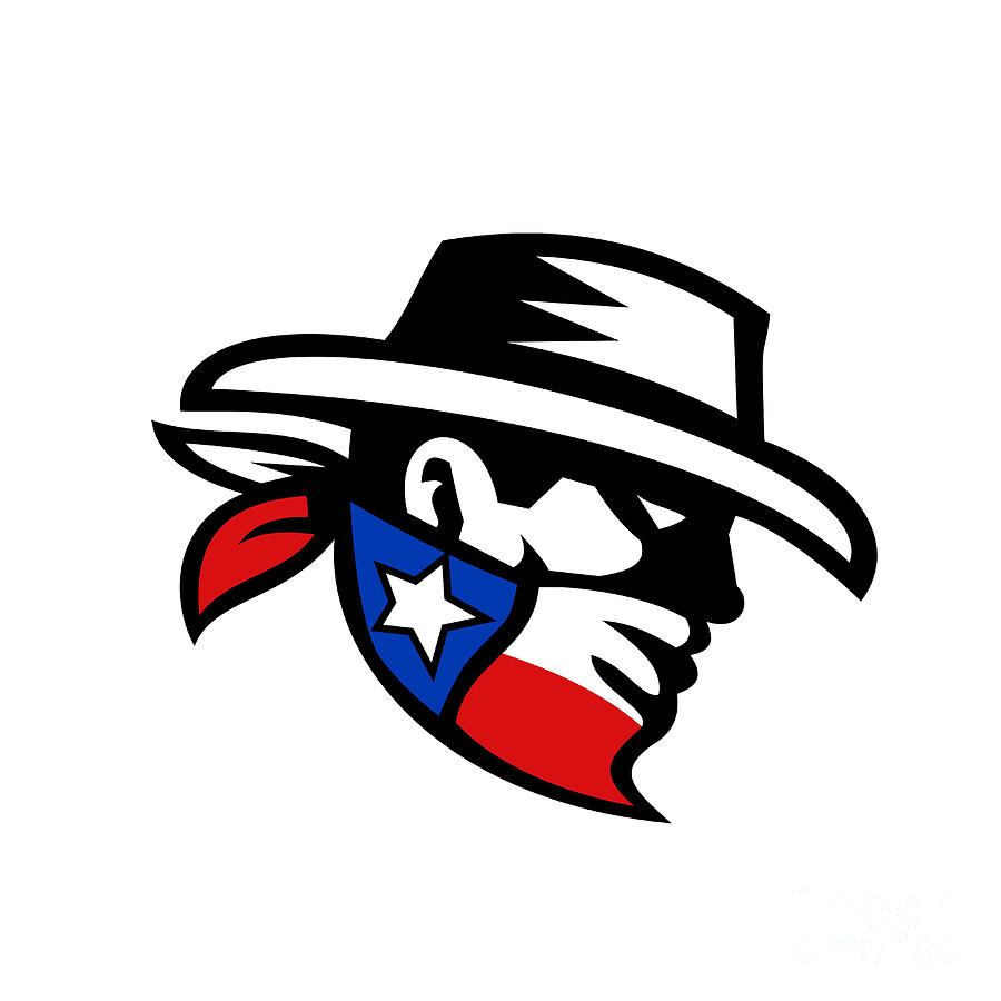 Maverick Digital Art - Texas Bandit Cowboy Side Retro by Aloysius Patrimonio